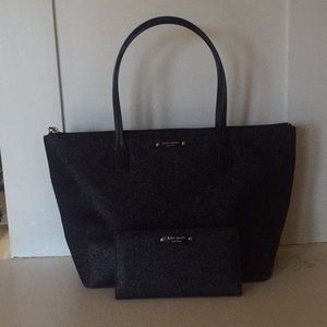 Black sparkle Kate Spade with matching wallet